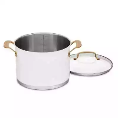 Cuisinart Classic 8qt Stainless Steel Stock Pot With Cover And Brushed Gold Hand • $55.43