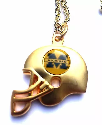  Michigan Wolverines 3D Gold Helmet Charm Necklace NCAA Licensed Jewelry     • $18.99