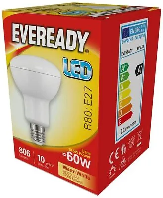 5 | 10 X EVEREADY R80 LED Bulb 10.5w ES E27 3000K Warm White 920lm FAST SERVICE • £8.75