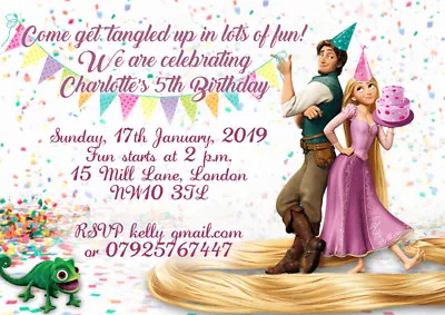 10 X Personalised Birthday Invitations Or Thank You Cards RAPUNZEL TANGLED • £5.49