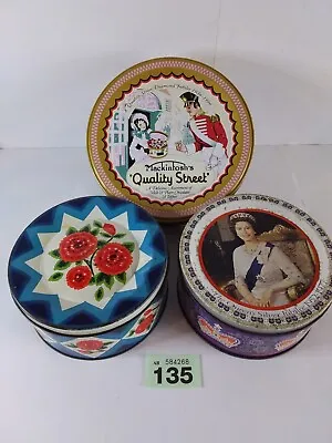 Three Different Quality Street Tins    Silver Jubilee  Flowers  60  Years • £12.95