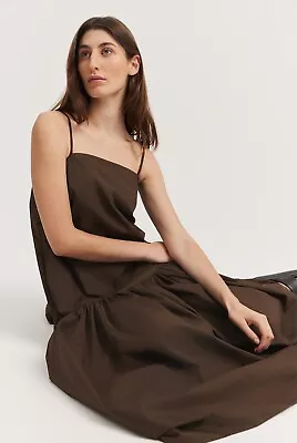 NWT Country  Road Gathered Maxi Dress [Size 14] Long Tiered Brown Straps Pockets • $49.99