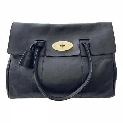 Mulberry 'Bayswater' Black Classic Grain Faux Leather Tote • $190