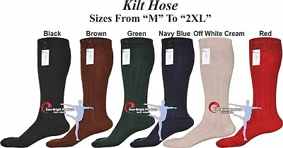 Men's Traditional Long Hose Kilt Socks USA Seller 65% Wool Blend Brand M To 2XL • $11.99