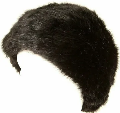 Womens Faux Fur Hat Black Winter Russian Cossack Cap Ladies Warm Ski Hat One Siz • £6.99