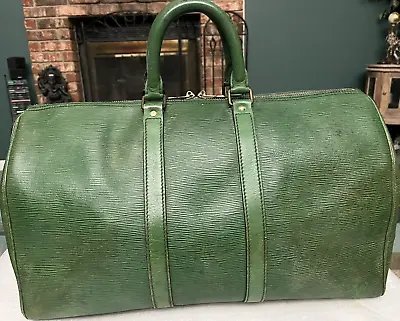 Louis Vuitton LV Keepall 45 Green Epi Leather Handbag Travel Duffle Bag - FAIR • $509.15