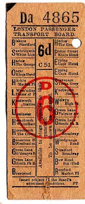 London Bus / Coach Ticket: L.P.T.B. Code C51 - 6d Single • £4.50