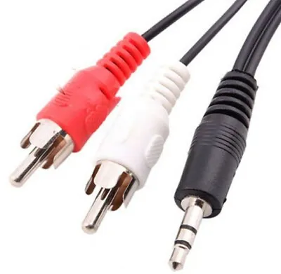 5M Twin RED WHITE 2x RCA PHONO To Stereo 3.5mm Mini Jack STEREO Audio Aux Cable • £4.99