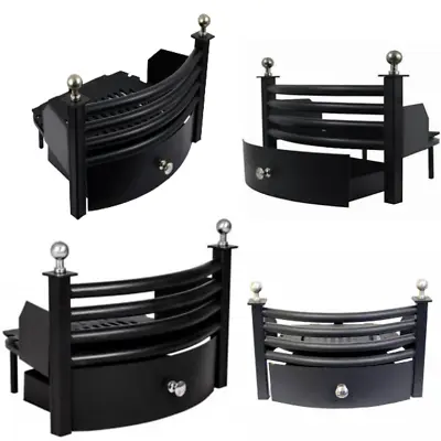 16'' Fire Fret Set Cast Iron Front Grate And Ashpan Fireplace Coal Fuel Guard • £46.99