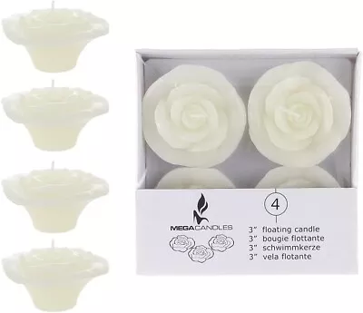 Mega Candles Unscented 3  Floating Flower Candles Ivory Set Of 4 • $18.99