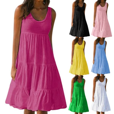 $19.09 • Buy Womens Tunic Tank Dress Sleeveless Summer Casual Sundress Beach Holiday S-5XL