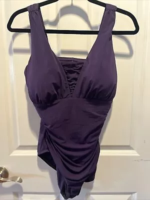 NWT Lands End Women’s Grecian Mastectomy SlenderSuit One Piece Swim Suit Size 14 • $37.99