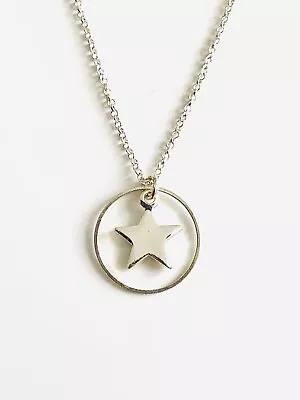 Silver Karma Circle With Inset Star Pendent Necklace • £1.65