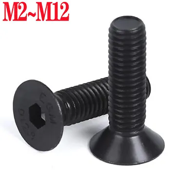 £1.55 • Buy M2~M12 Flat/Countersunk Hex Socket Head Cap Screw 12.9 Black Carbon Steel Bolts