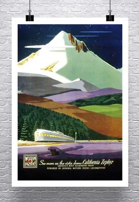 $55.03 • Buy California Zephyr Vintage American Railroad Travel Poster Paper Giclee 24x32 In