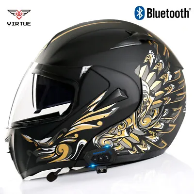 DOT Flip Up Modular Bluetooth Motorcycle Helmet ATV Dirt Bike Vented Moto Helmet • $117.89