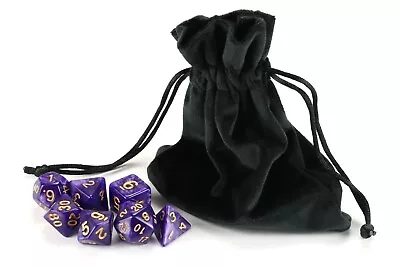 PREMIUM 7 DIE POLYHEDRAL GAME DICE SET Pouch Bag Poly Colours D20 RPG D&D DND UK • £5.49