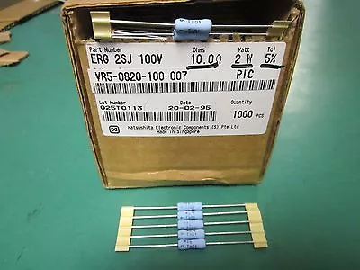 10 Pack Matsushita Metal Oxide Film 10 OHM 2 Watt 5% Resistors NOS ERG2SJ100V • $1