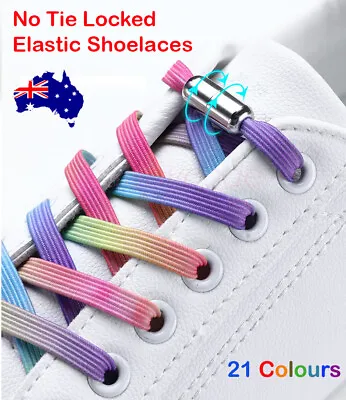 No Tie Locked Elastic Shoelace Shoe Lace Lazy Laces Sneakers Sports Kids Adults • $6.50