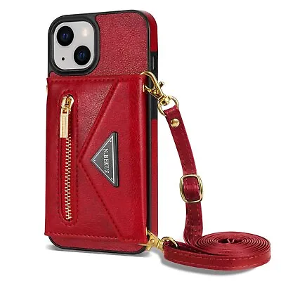 $14.99 • Buy For IPhone 14 11 13 12 Pro XS Max XR 7 8 Plus Wallet Leather Case Cover W/ Strap