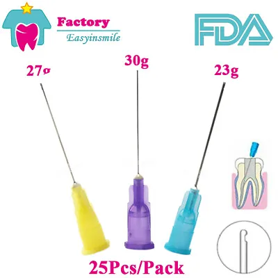 Dental Enddodontic Irrigation Needle Tips For Syringes 25Pcs/Pack High Quality • $11.61