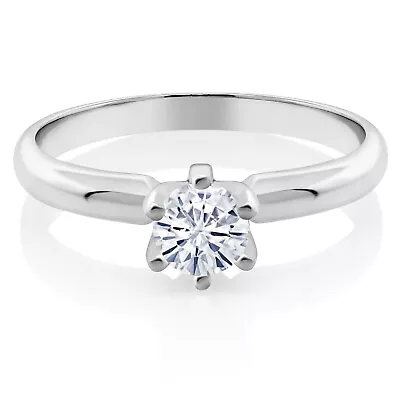 925 Sterling Silver Moissanite From Charles & Colvard Solitaire Engagement Ring • $99.99