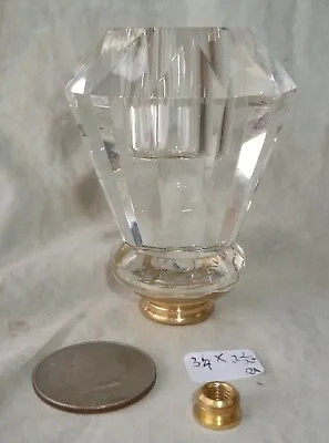 Lamp Finial Large Solid Crystal Cut Glass  Mid Century 3 1/4 H X 2 1/2 W  RA • $24.99