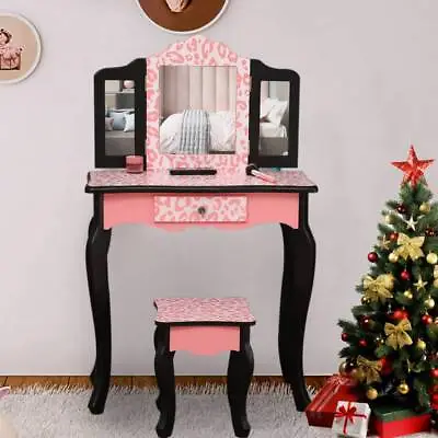 Children Girls Vanity Dressing Makeup Table Set W/ Mirror For Kids Toddler Toy • $56.99