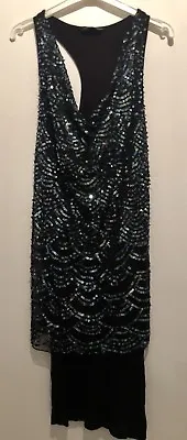 Black Sequin Dress 10 Miss Selfridge Towie Party Celeb Xmas Love  • $18.63