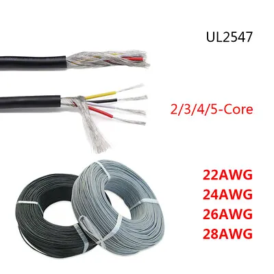 £4.19 • Buy 22/24/26/28AWG Multi-Core Shielded Wire Audio Cable 2/3/4/5 Core Stranded UL2547