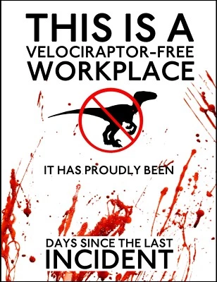 £4.99 • Buy Warning Velociraptor Work Place Office Brew Dinosaur Funny Quote Metal Wall Sign