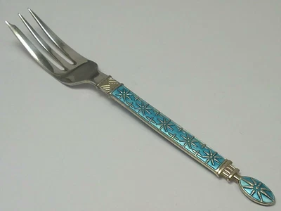 £34 • Buy Vintage Sterling Silver & Enamel Cake/Pastry Fork (5”) By J. Tostrup -Norway (1)