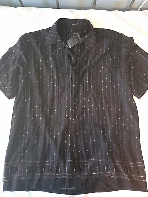 J. Ferrar Men's Short Sleeve Geometric Black Button Down Shirt Size XL Nwts • $10