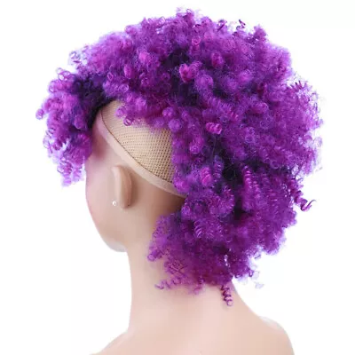 Afro Mohawk Puff Kinky Curl Wigs Women's Colorful Synthetic Clip In Hairpiece • $39.33