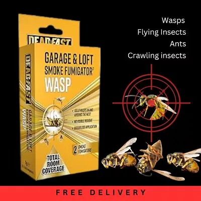 2PK DEADFAST  WASP KILLER Flying & Crawling Insects Ants SMOKE FUMIGATOR • £17