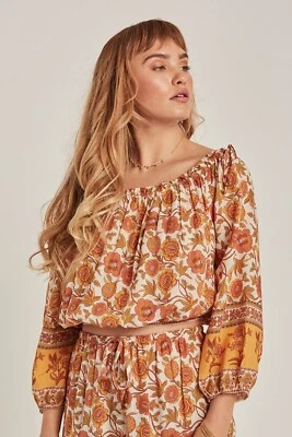 $42 • Buy ARNHEM Abigail Honey Floral Print Off The Shoulder Crop Blouse Top Size 12