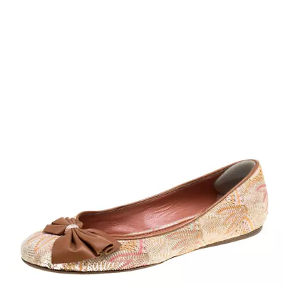 Missoni Multicolor Woven Fabric Bow Detail Ballet Flats Size 38.5 • $150.15