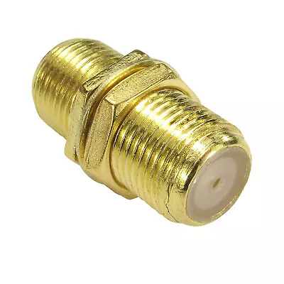 F Type Connector Coupler Join Satellite Virgin Cables With Nut GOLD [008516] • £1.88