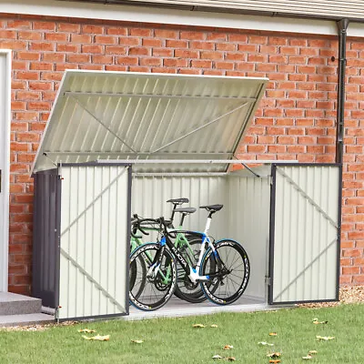 METAL SHED 6x4 7x4ft Outdoor Garden Steel Bin Storage Rubbish Dustbin Bike Shed • £205.99