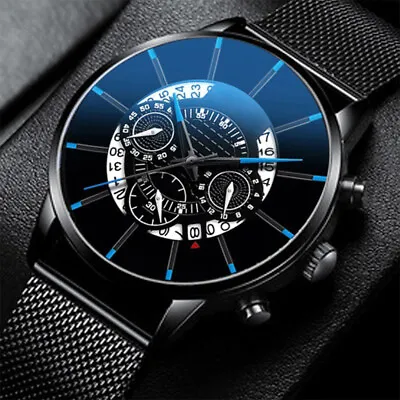 Mens Army Military Stainless Steel Wrist Watch Sports Watches Quartz Date Analog • £6.22