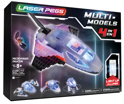 Laser Pegs Multi-Models 4-In-1 MicroHawk Spaceship Light-up Building Set 52005 • $39.38