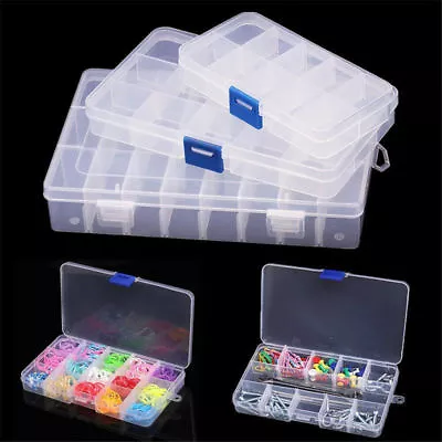 £2.72 • Buy 10/15/24 Grid Plastic Multi Compartment Jewelry Adjustable Organizer Storage Box