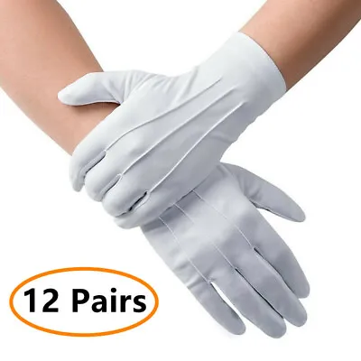 12 Pairs Marching Formal Honor Guard Parade Band Mittens White Working Gloves • $13.98