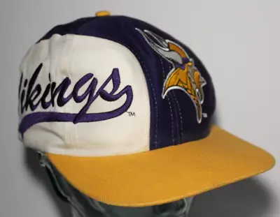 1990s Rare Vintage Minnesota Vikings Hat Logo 7 Snapback Hat Cap ALL OVER PRINT • $59.99