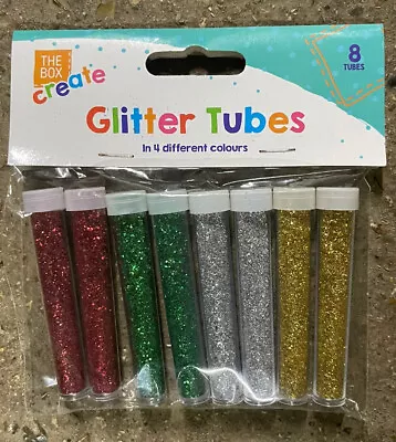 8 Glitter Tubes Assorted Colours Shaker Sparkle Pots Art Craft Kids Card Making • £3.99