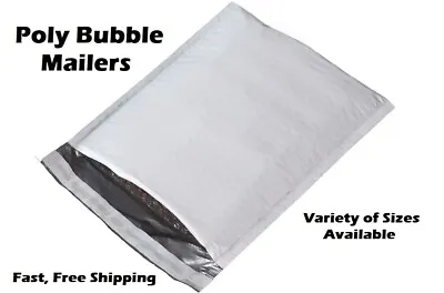 Self Sealing Poly White Bubble Mailers Padded Mailing Bags Shipping Envelopes • $0.99