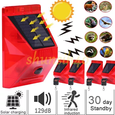 1/2/3/4x Solar Alarm Lamp Strobe Light Motion Sensor Waterproof Remote Control • $17.90