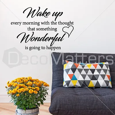 £3.49 • Buy Wake Up Wonderful Quote Wall Sticker Living Room Vinyl Removable Art Decals UK