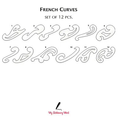 French Curve Ruler Set Of 12 Rulers Drawing Template Fashion Sewing Dressmaking • £6.99