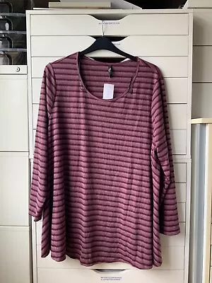 Evans Brand New Maroon/grey Stripe Round Neck Thick Top 26/28 • £11